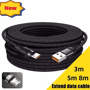 كابل شحن فائق USB أندرويد مايكرو USB بطول 5 أمتار من النوع C لهاتف Xiaomi Huawei Vivo Oppo وLeeco كابل بيانات الهاتف