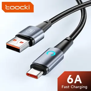 Toocki 6A كابل يو اس بي إلى نوع C كابل لسامسونج S21 S22 الترا LED PD66W شحن سريع شاحن الهاتف USB C سلك لشاومي هواوي