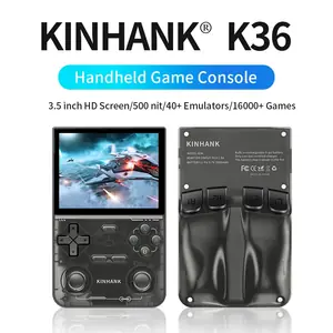 KINHANK مفتوح المصدر K36 ريترو وحدة تحكم ألعاب فيديو محمولة 16000 ألعاب محاكي لشاشة PS1/PSP/DC/N64/SS 500nit 3.5 بوصة IPS