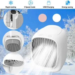 مروحة تبريد هواء صغيرة تعمل بالماء، مروحة تبريد USB، مرطب ومنقي هواء، مروحة تبريد بثلاث سرعات للمنزل والمكتب (اللون: أبيض)