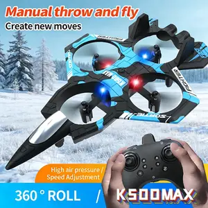 طائرة K500 MAX RC المقاتلة بالتحكم عن بعد 2.4G، طائرة شراعية بهلوانية 360 درجة ° طائرة رغوية من مادة EPP مع إضاءة LED للأطفال