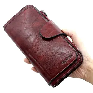 محفظة الموضة امرأة طويلة مخلب بولي Leather حقيبة يد جلدية سعة كبيرة حامل بطاقة سستة محفظة نسائية للعملات المعدنية حقيبة المال للسيدات