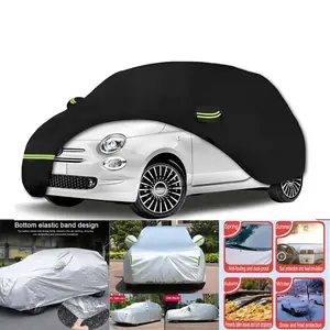 أغطية سيارات مقاومة للماء لسيارة فيات 500/500C/500E أبارث/نيو فيات 500 (أسود) 210T غطاء محرك السيارة الخارجي المخصص
