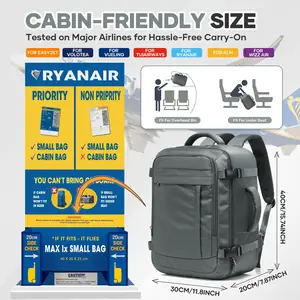 حقائب ryanair cabin مقاس 40 × 30 × 20 حقيبة ظهر للسفر تحت المقعد، حقيبة يطير المقصورة، حقيبة ظهر خارجية للتخزين إلى المدرسة حقيبة الكمبيوتر المحمول